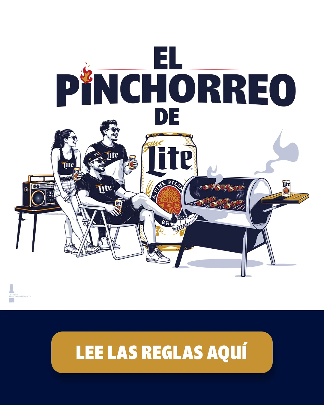 El Pinchorreo de Miller Lite: participa para ganar un BBQ. Compra el combo Pinchorreo, sigue a @millerlitepr en Instagram y envía por DM una foto junto a tu combo.