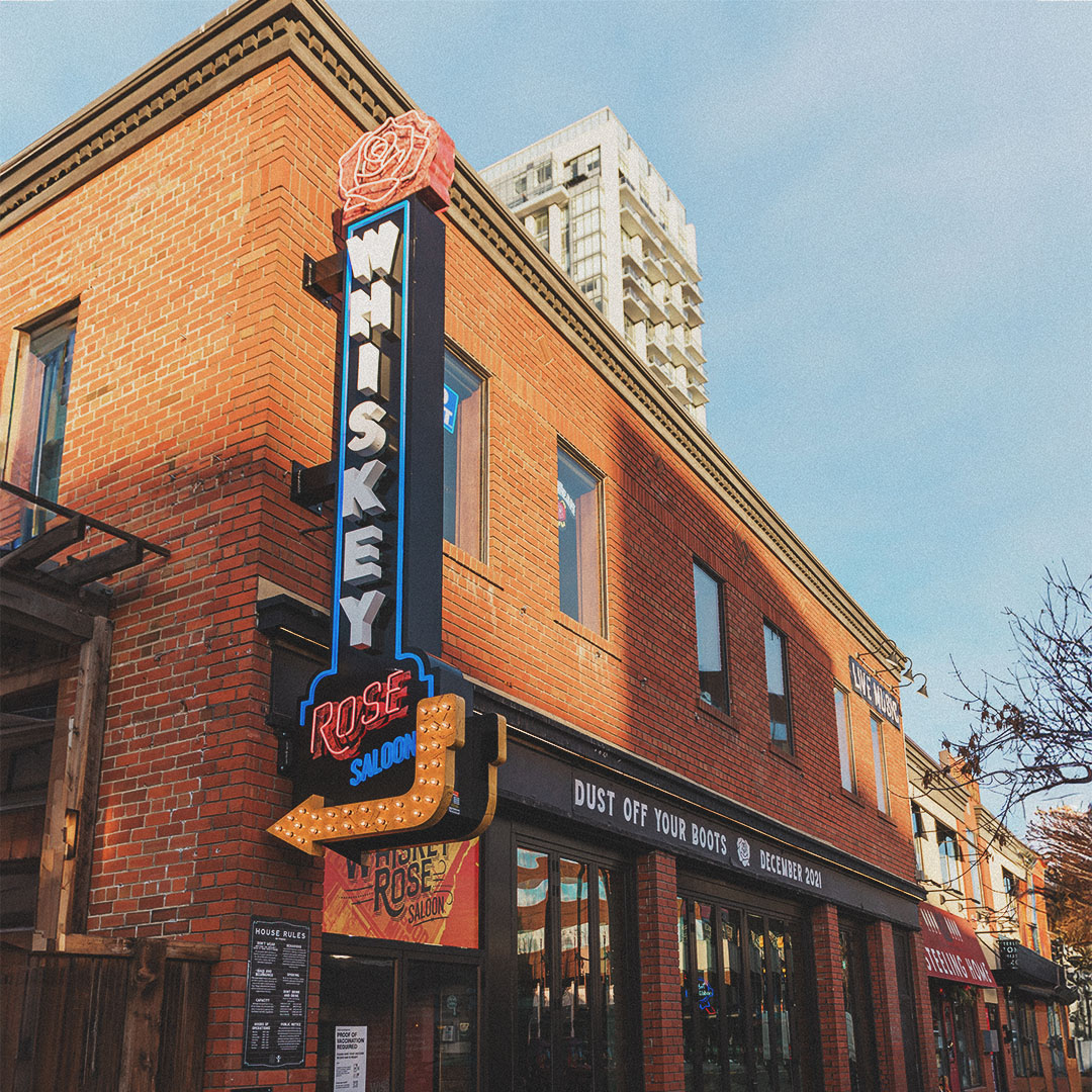 Photo of the Whiskey Rose Neon Marquee that was designed by onefortyfive