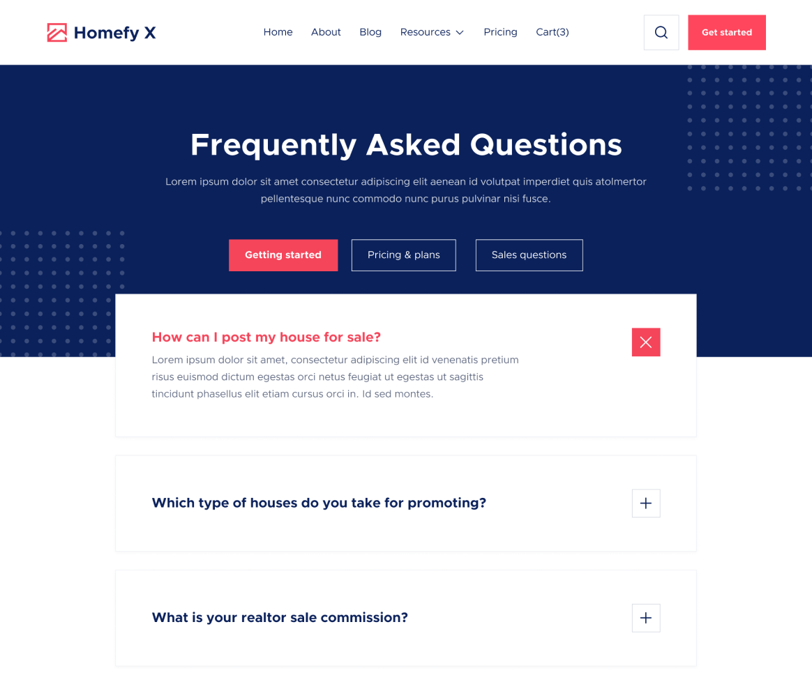 FAQs - Homefy X Webflow Template