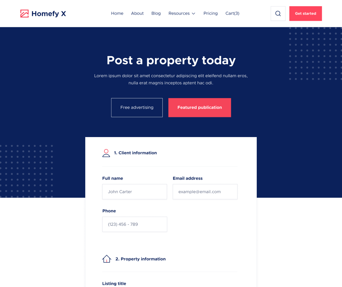 Submit Property - Homefy X Webflow Template