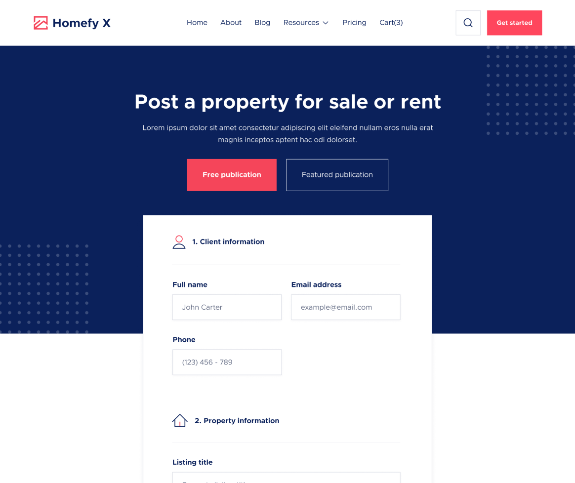 Submit Property - Homefy X Webflow Template