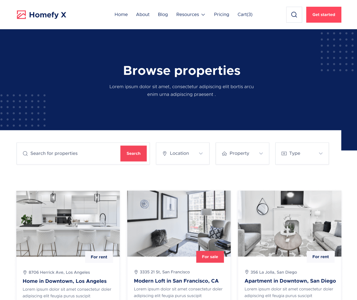 Properties - Homefy X Webflow Template