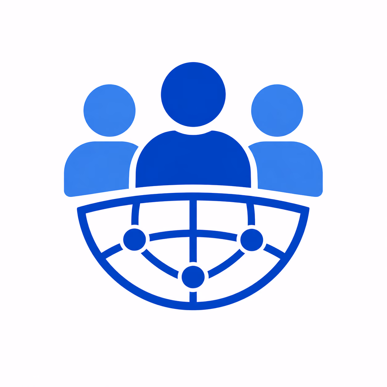 An icon image showing a network of people and lenders connected to help website users.