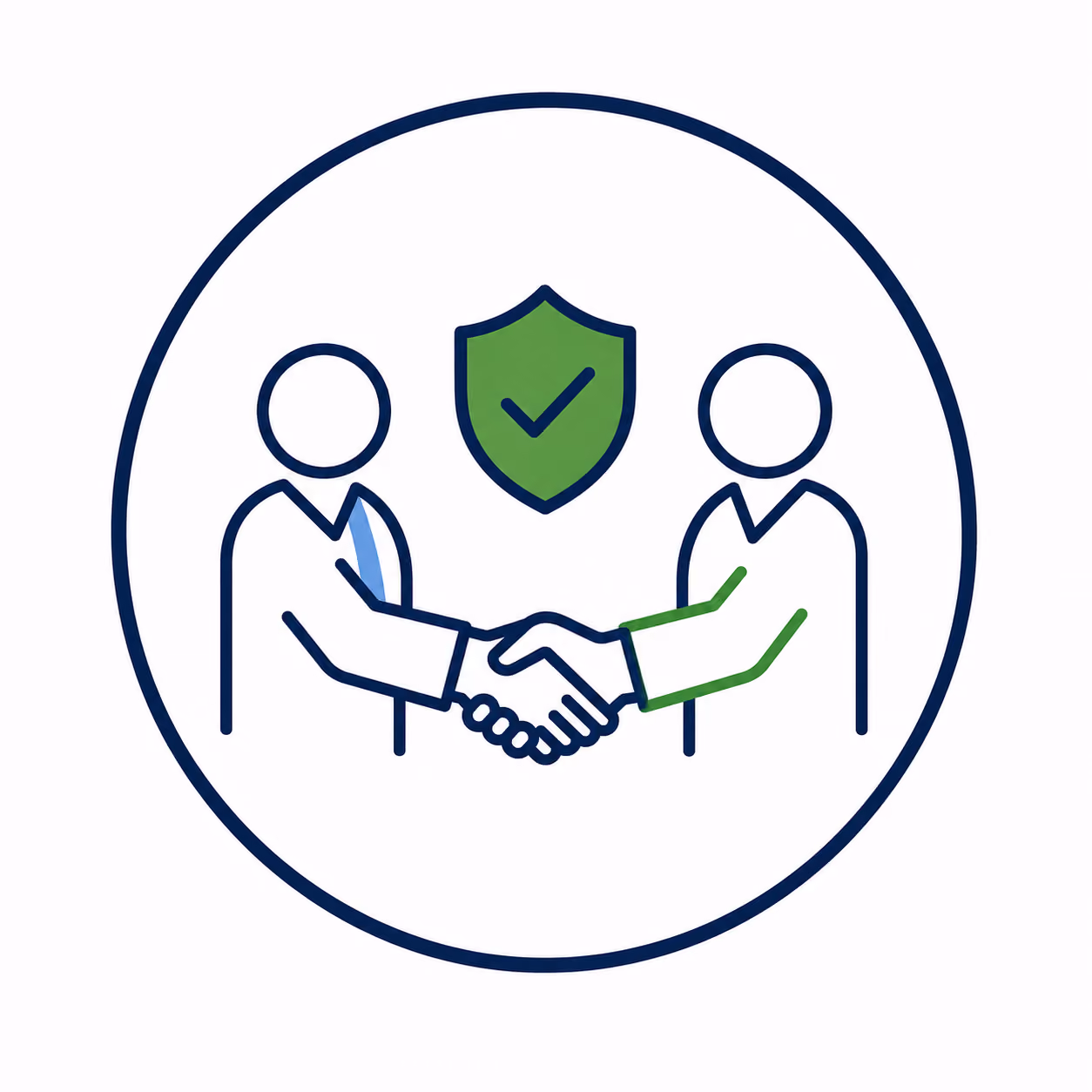 Icon image of a lender and borrower shaking hands.
