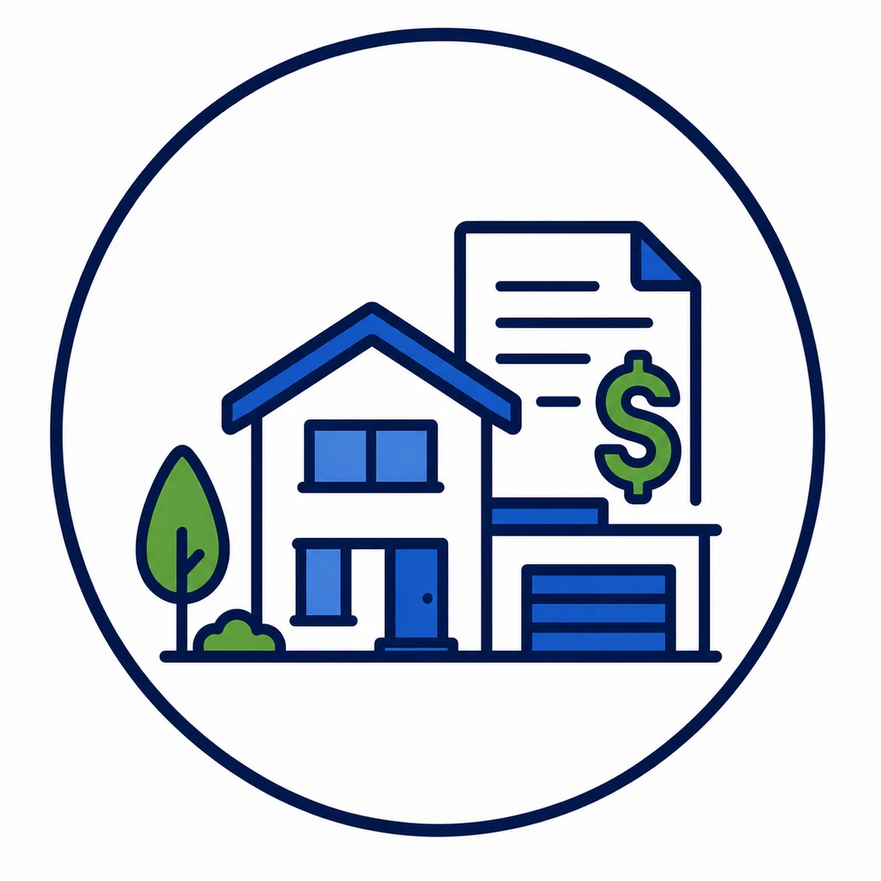 Icon image of a home with a purchase contract.
