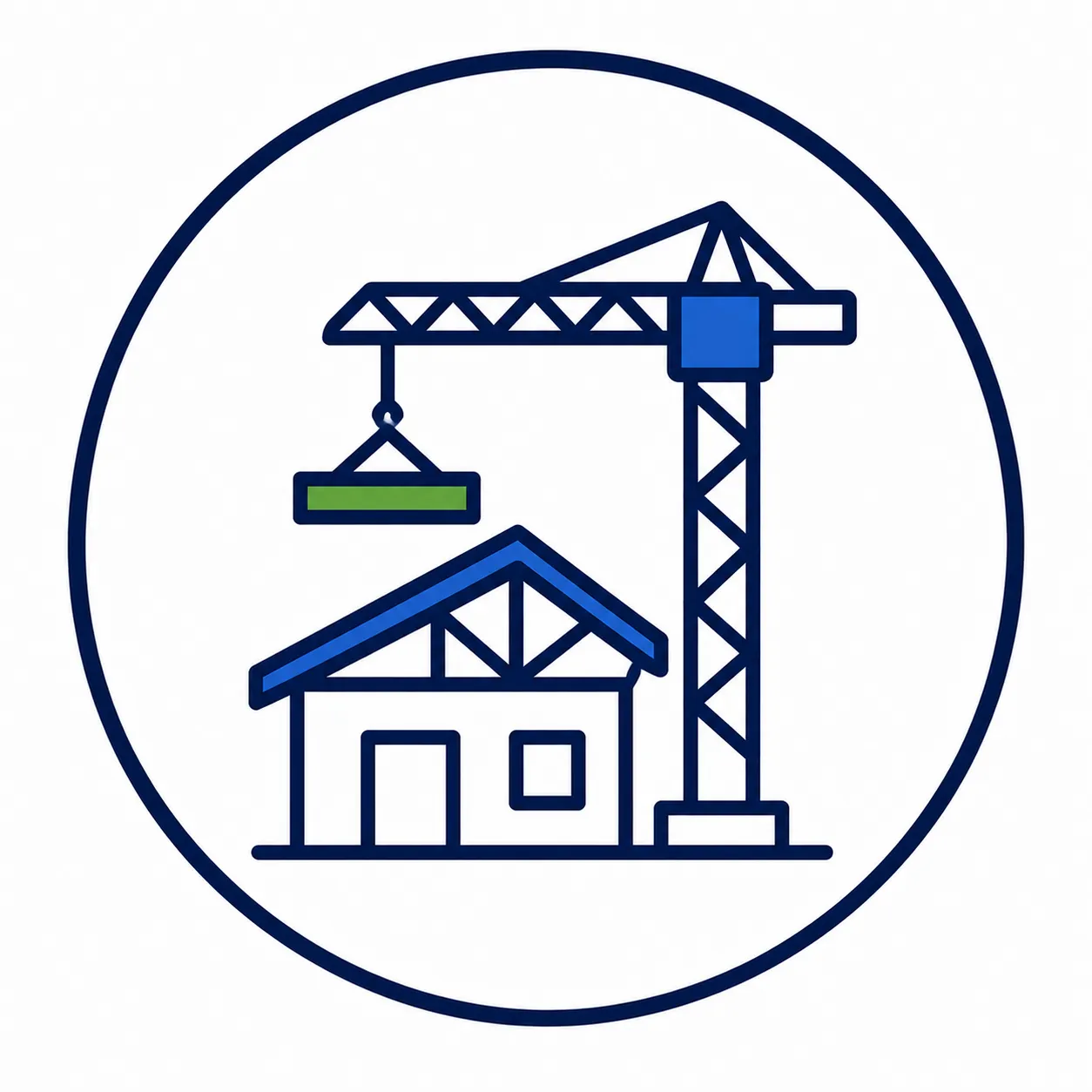 Icon image of a house under construction.