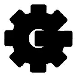 Black gear icon with a stylized letter G in the center.