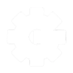 White outline of a gear or settings icon on a black background.