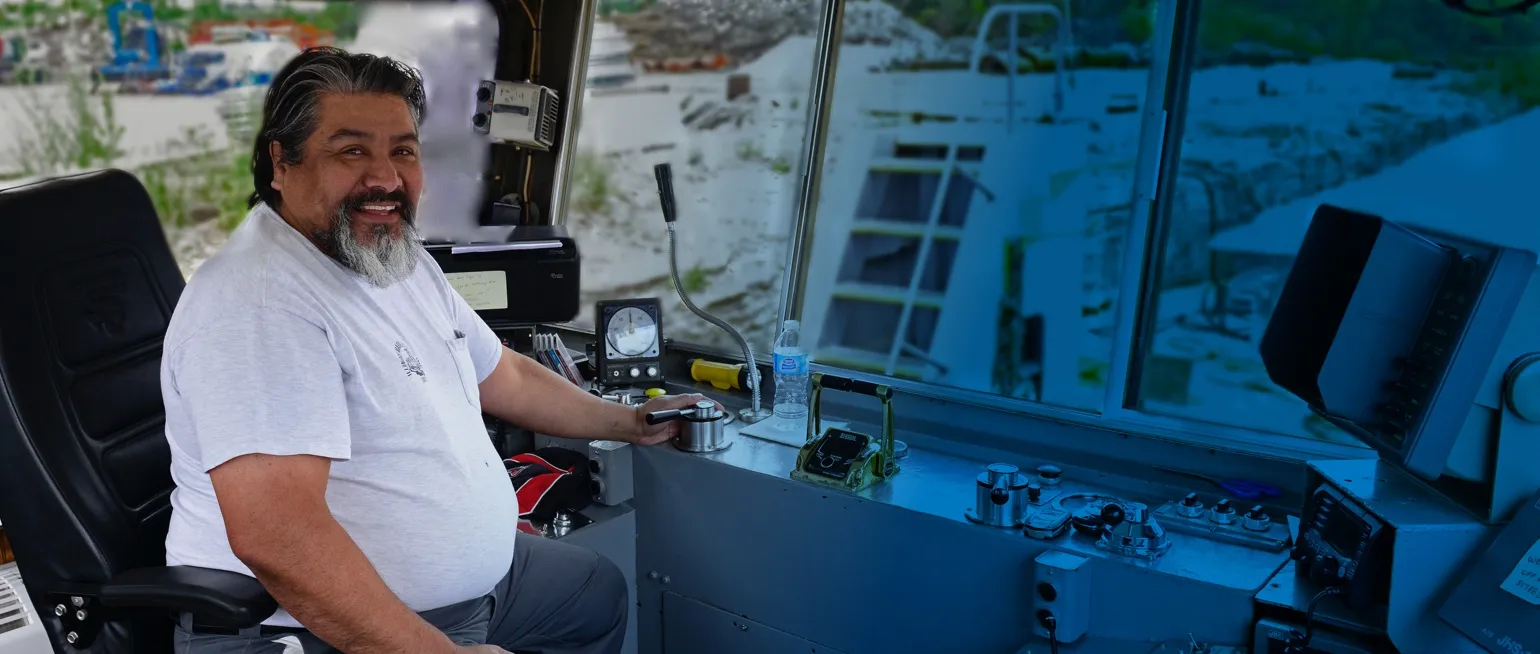 Man operator smiling