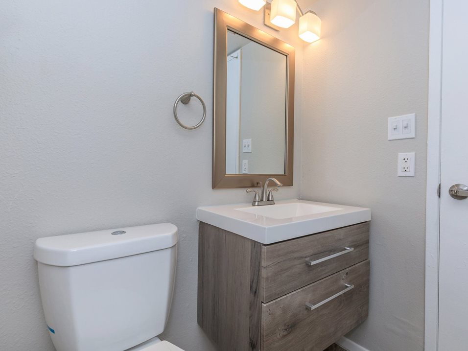 Apartment bathroom — representative home at Lumina on 19th.