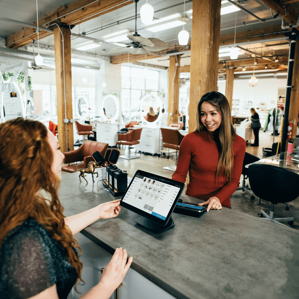 Wellness industry employee explaining about the product to client