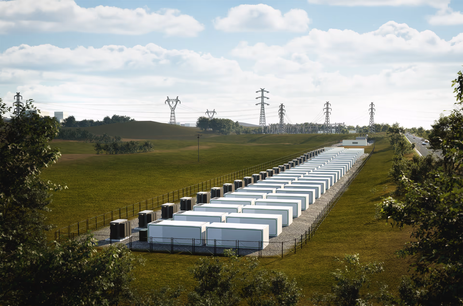 Batteriespeicher-Baustelle Dahlem in Vogelperspektive