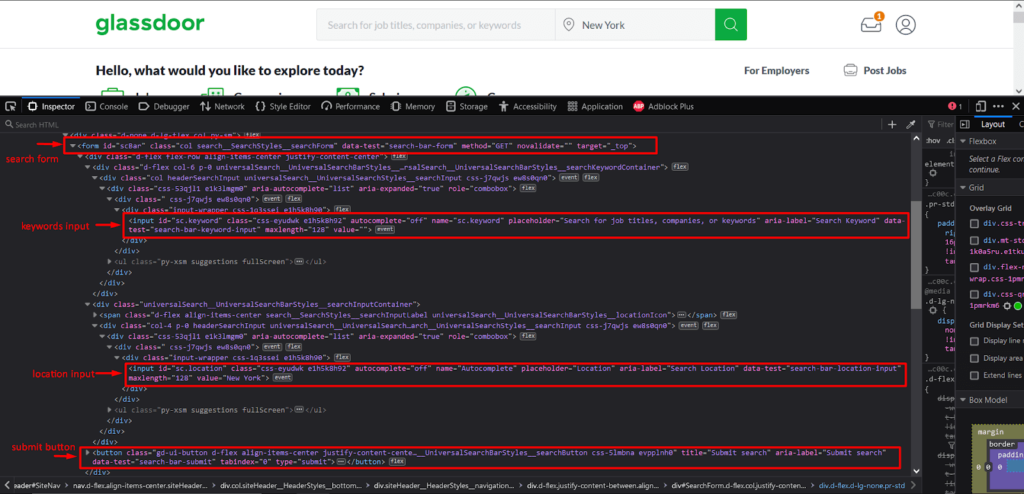 Glassdoor data DOM