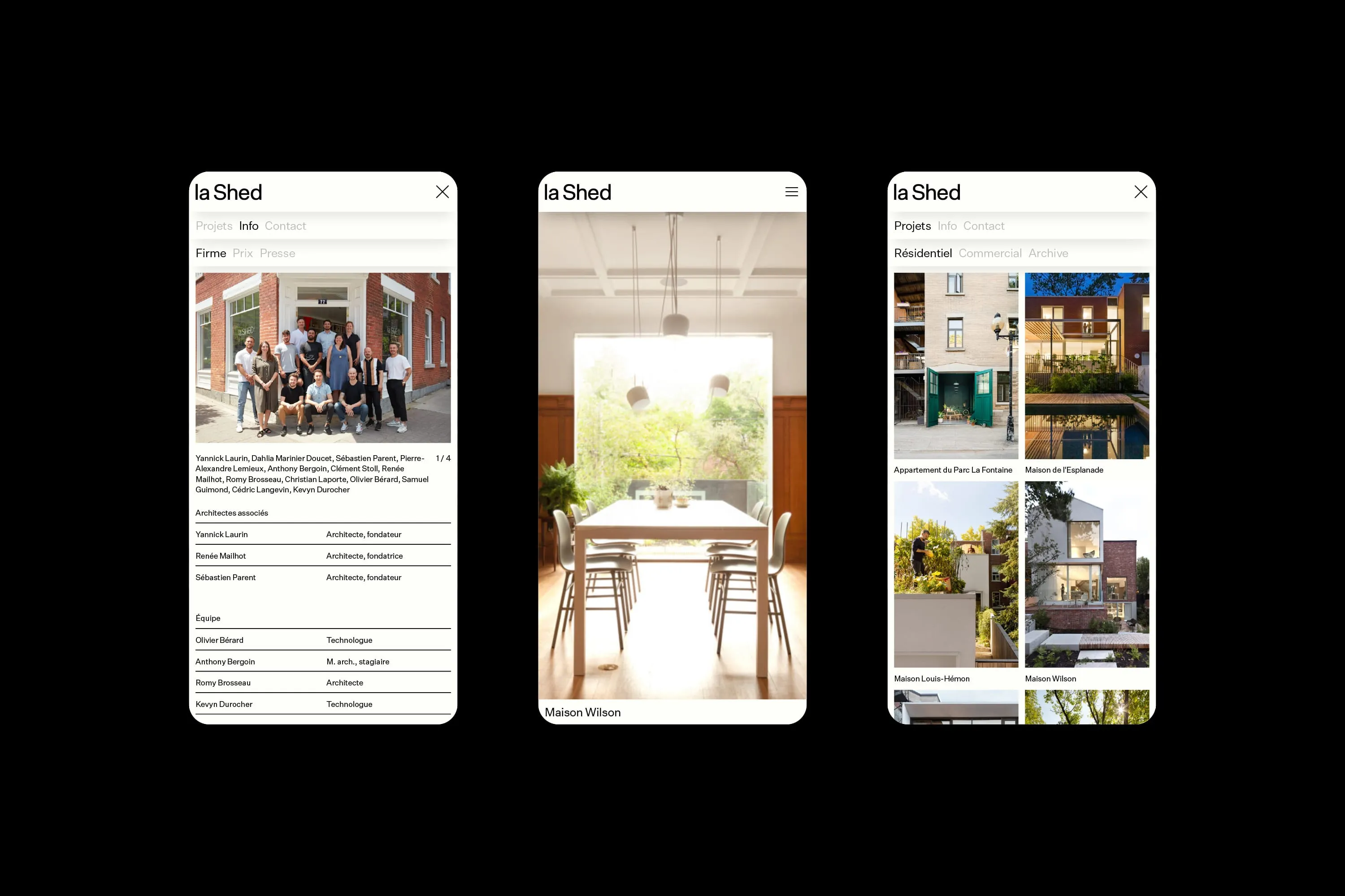 Interface site web La Shed sur iPhone