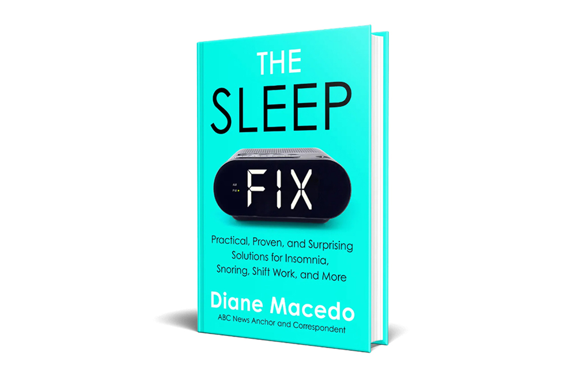Photo of a book, The Sleep Fix, by ABC News reporter Diane Macedo, about solutions for Insomnia, snoring and shift work.