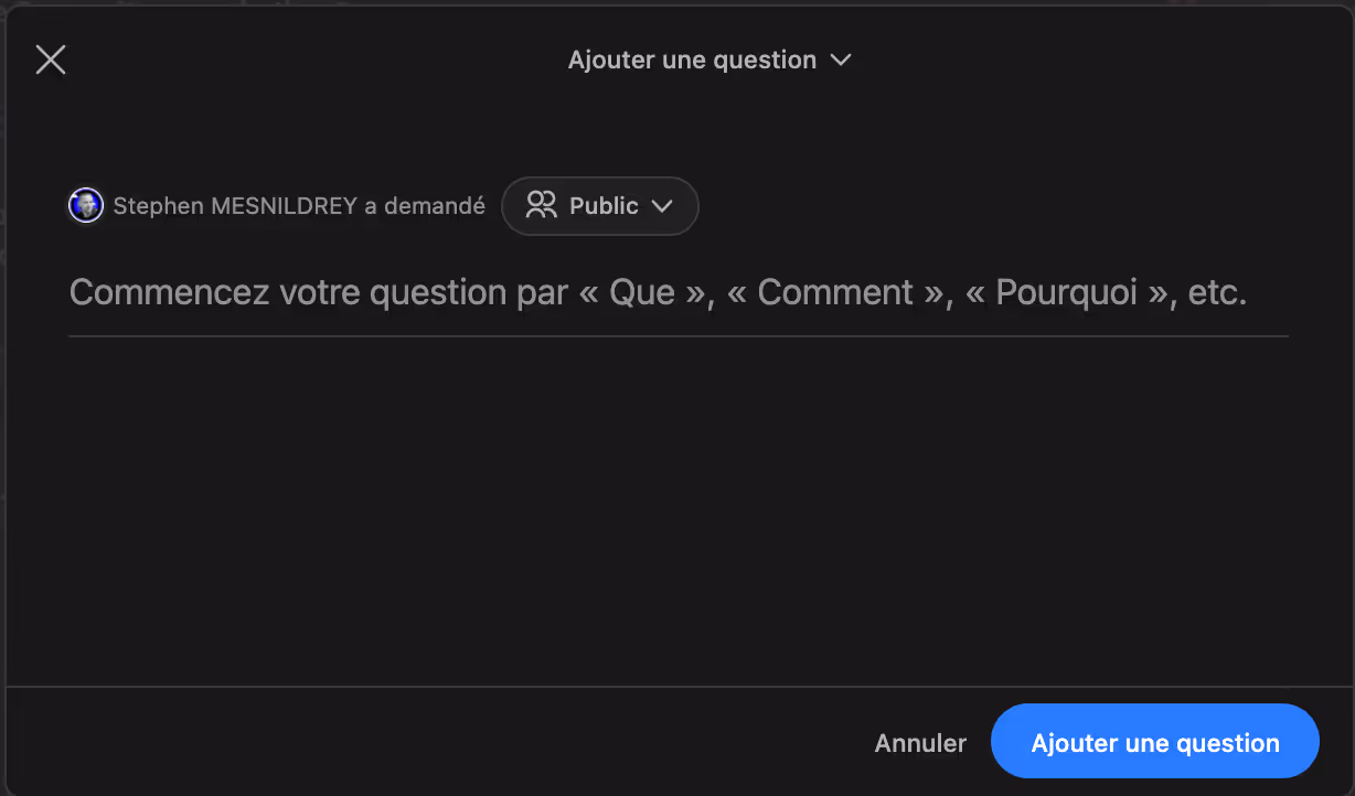 Création d'une question sur Quora