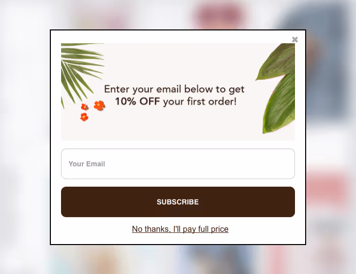 Growth Hack : Exit Pop-up exemple