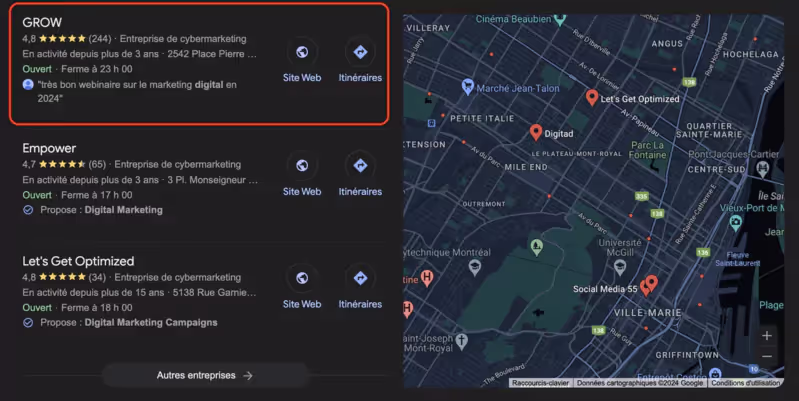 copie écran google my business