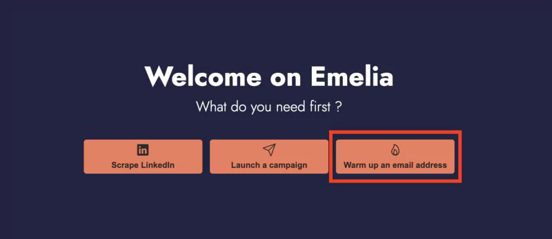 Warm up an email adress Emelia