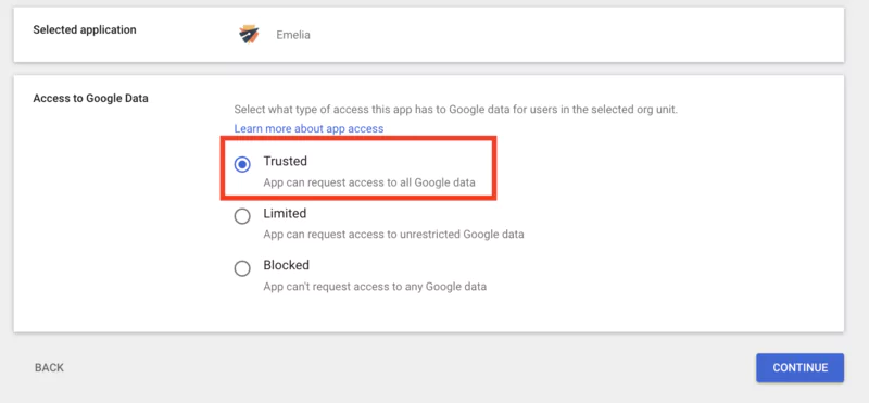 Access to Google Data Emelia