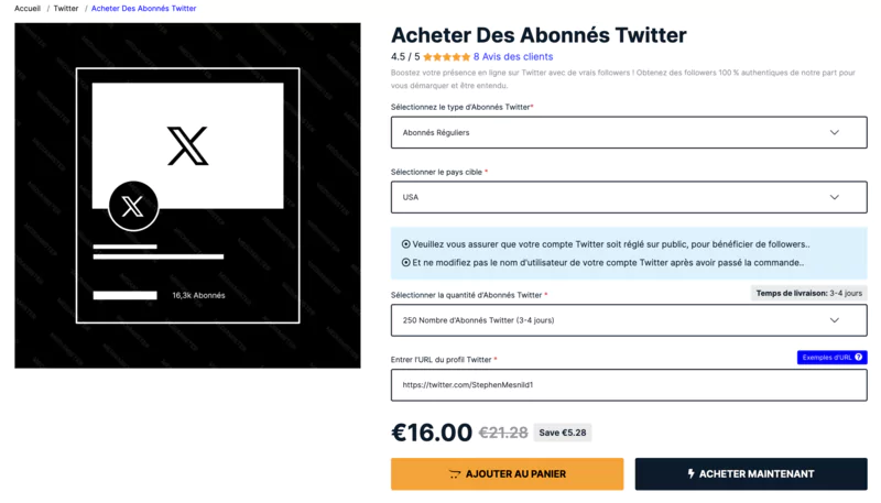 page de commande de media mister