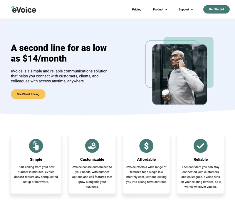 page accueil eVoice