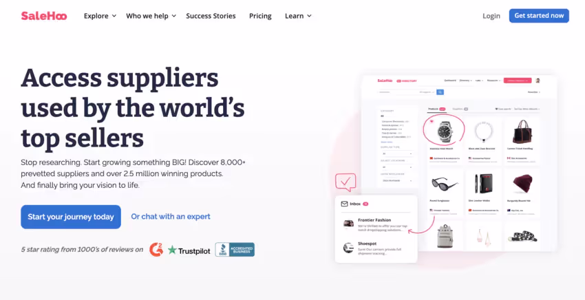 screenshot of Salehoo homepage
