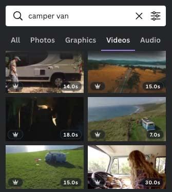 Browsing stock videos in Canva