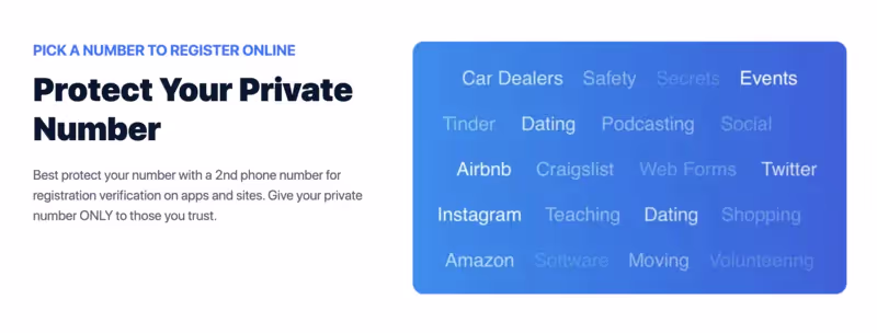 private and protected second phone number application