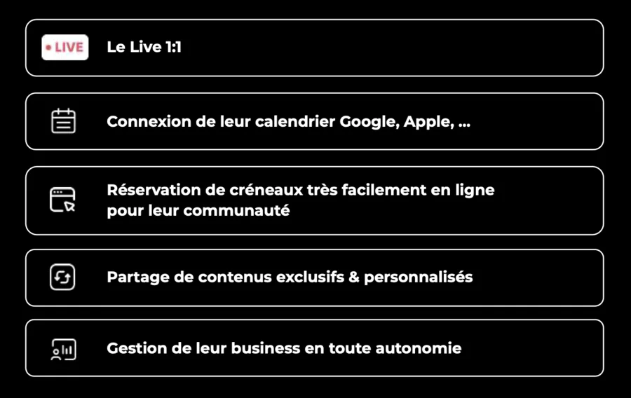 sommaire des fonctionnalités de MYM