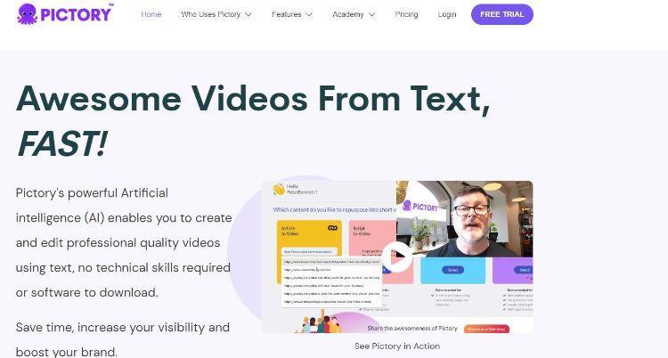 pictory Top générateurs vidéo à partir d'un texte ou article
