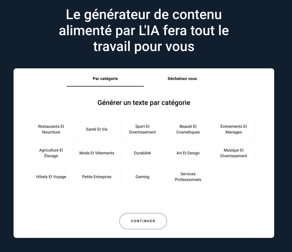 générateur de contenu Zyro