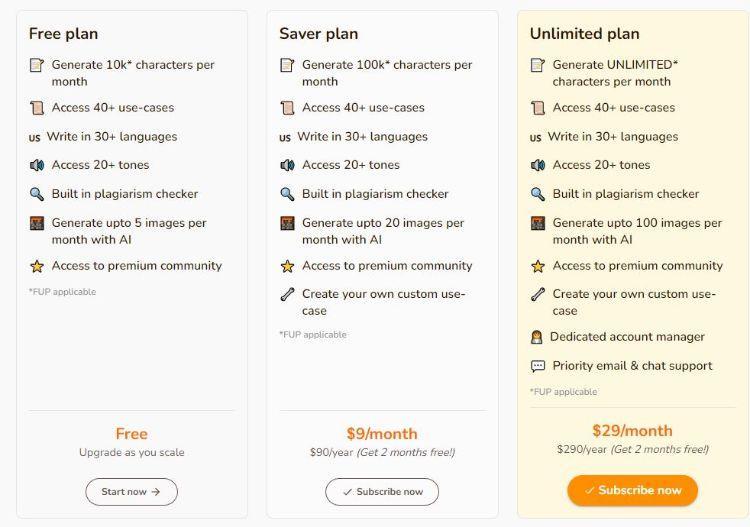 rytr pricing