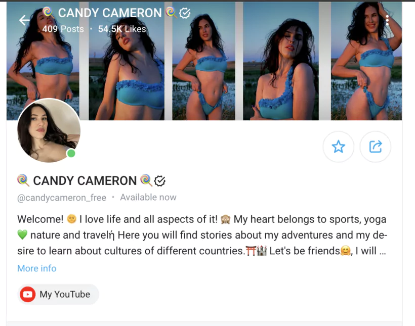Exemple Bio Optimisée sur un compte onlyfans