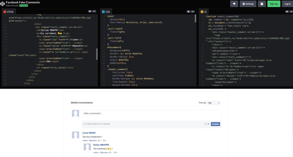 exemple code codepen
