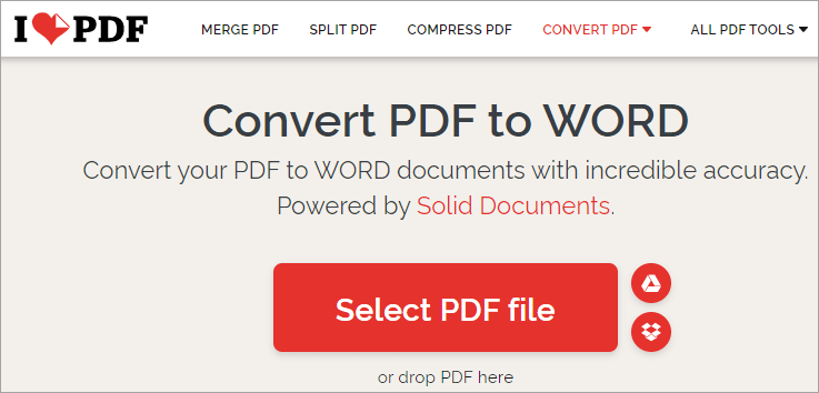 conversion avec précision de pdf vers word grâce à ilovepdf