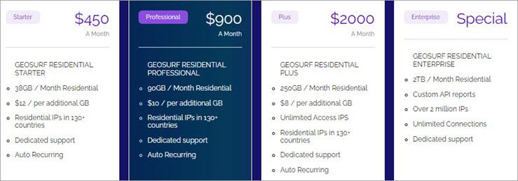 Geosurf Pricing