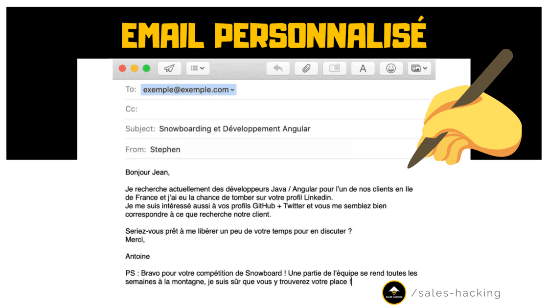 Email retravaillé prenant l'exemple d'une société de recrutement