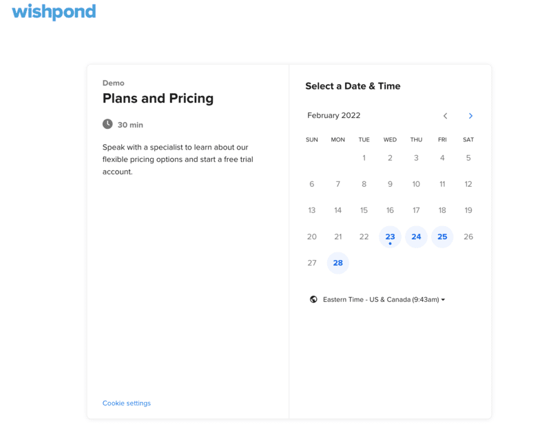 landing page - wishpond calendrier