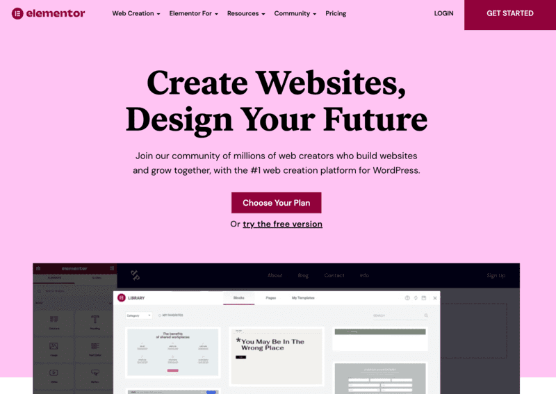 landing pages - elementor