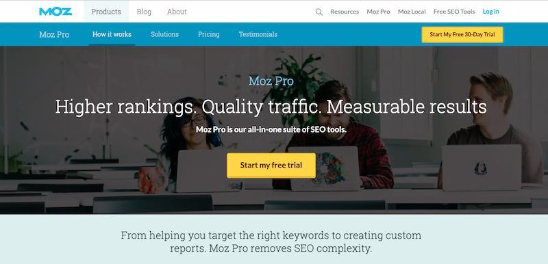 Moz Pro landing page