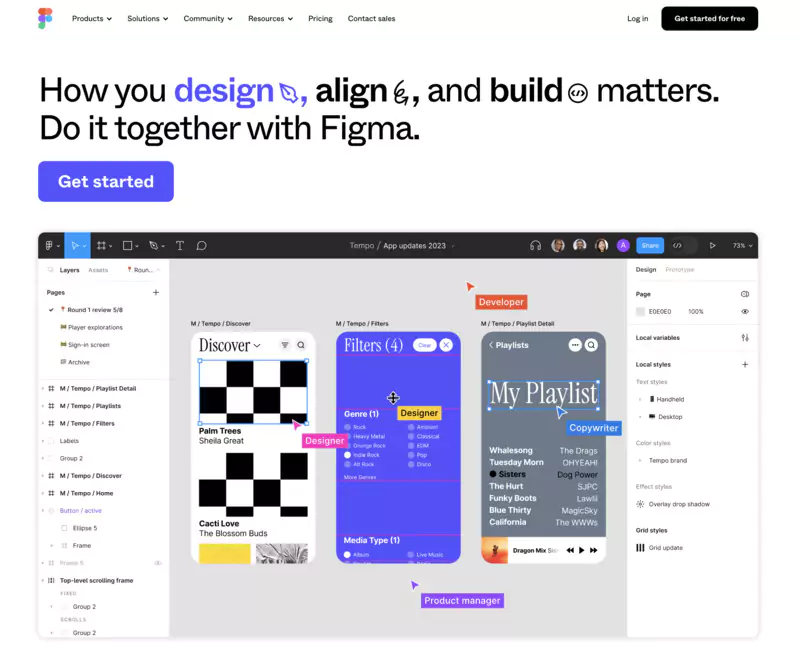interface de figma l'un des meilleurs logiciels de conception graphique