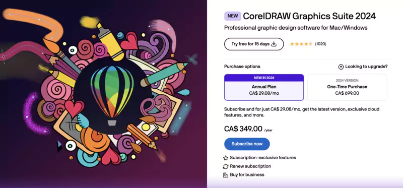 tarifs de CorelDRAW