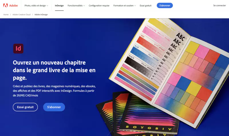 accueil de Adobe InDesign