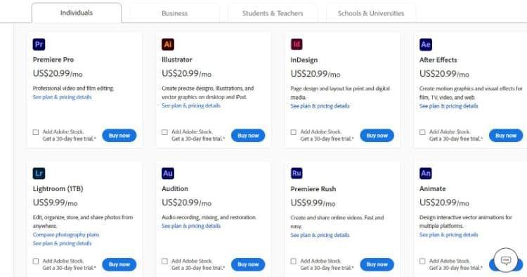 adobe illustrator pricing