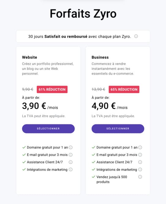 zyro accueil