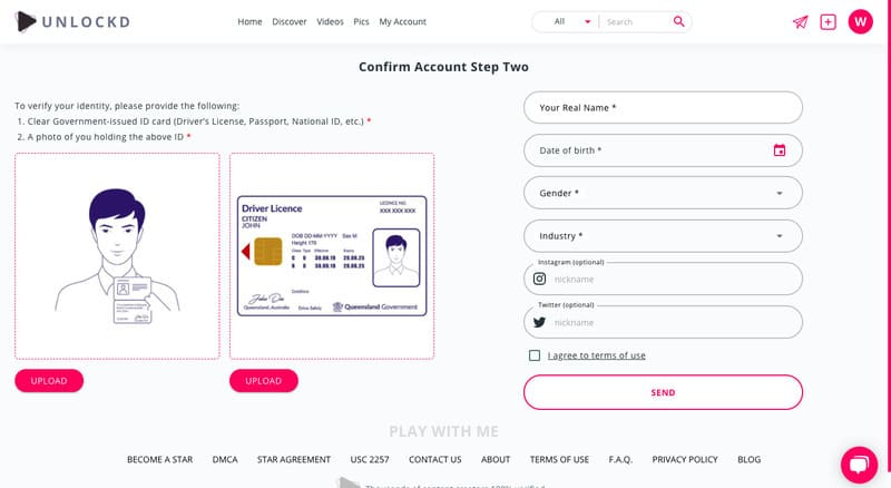 account verification on the Unlockd.me website