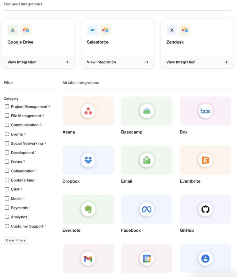 Base de données du logiciel no-code Airtable