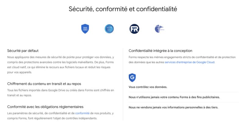 Sécurité et Confidentialité de Google Forms