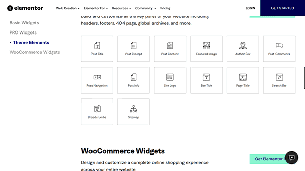 elementor pro theme elements section